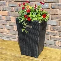 Peekskill Square Garden Planter - Black, Rattan