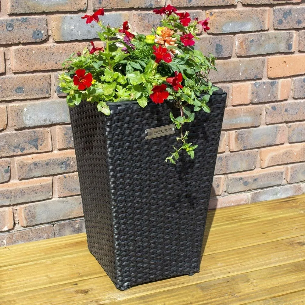 Peekskill Square Garden Planter - Black, Rattan image