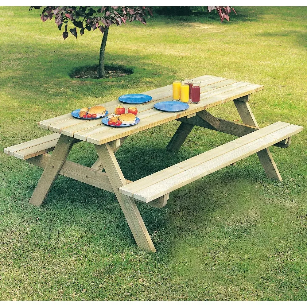Pelham Large Garden Picnic Dining Set - Ash Grey, Pine
