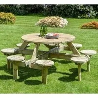 Pelham Round Garden Picnic Dining Set - Ash Grey, Pine