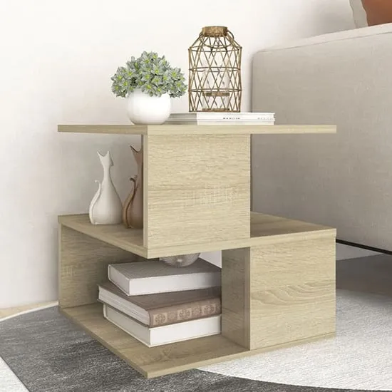 Pelumi Square Side Table with Storage - Sonoma Oak, Chipboard image
