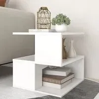 Pelumi Square Side Table with Storage - White, Chipboard