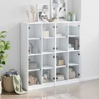 Penrith 16-Shelf Bookcase with Glass Doors - White