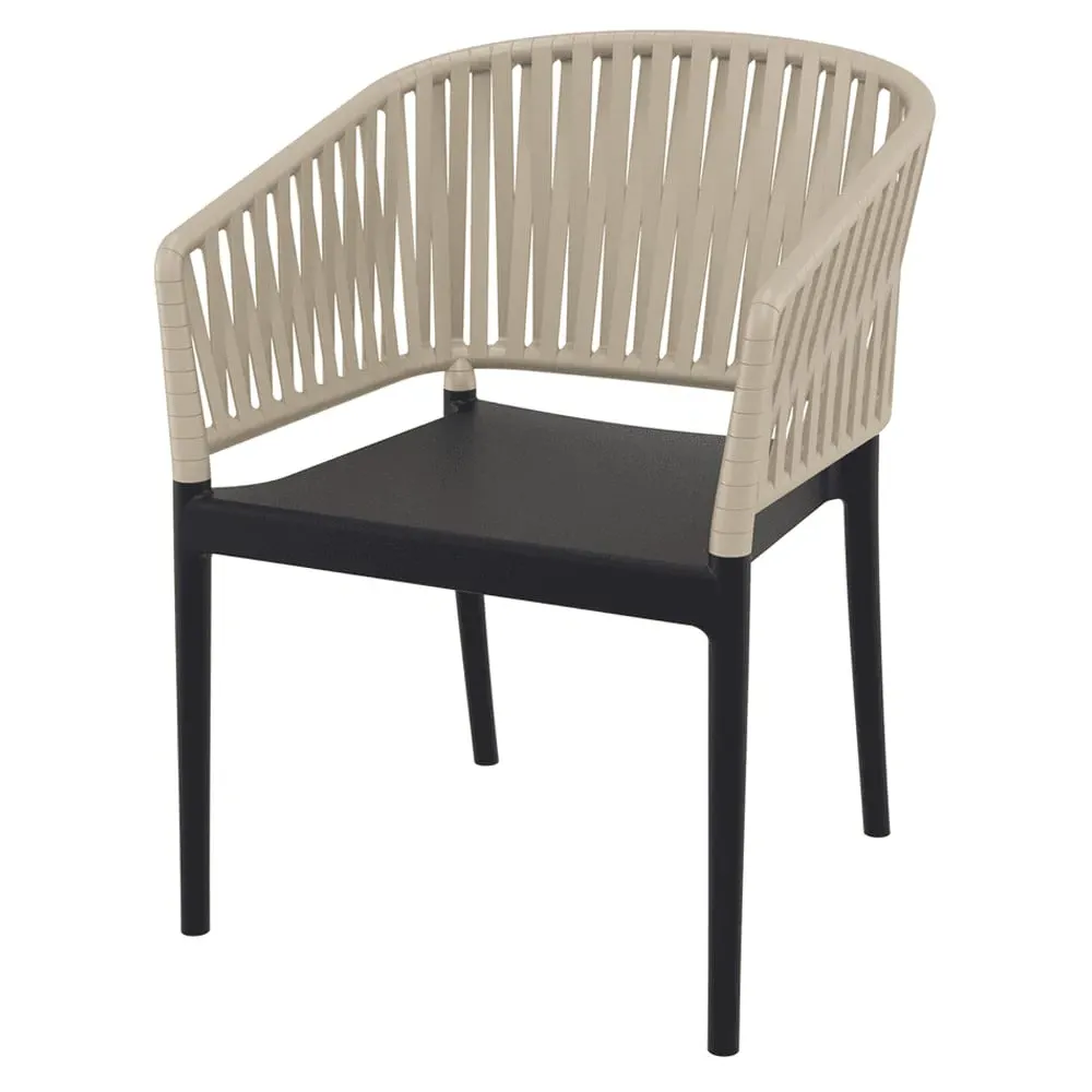 Penwell Stacking Outdoor Armchair - Black/Taupe, Polypropylene