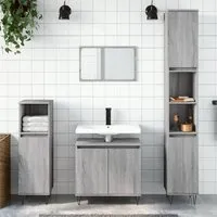 Peoria 3 Piece Bathroom Furniture Set - Grey, Engineered Wood