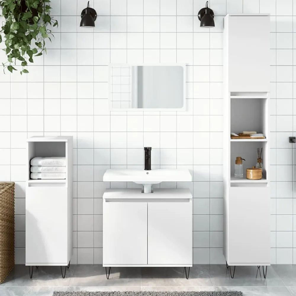 Peoria 3 Piece Bathroom Furniture Set - White, Engineered Wood