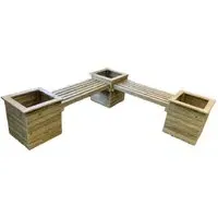 Peoria Corner Garden Planter Bench - Natural