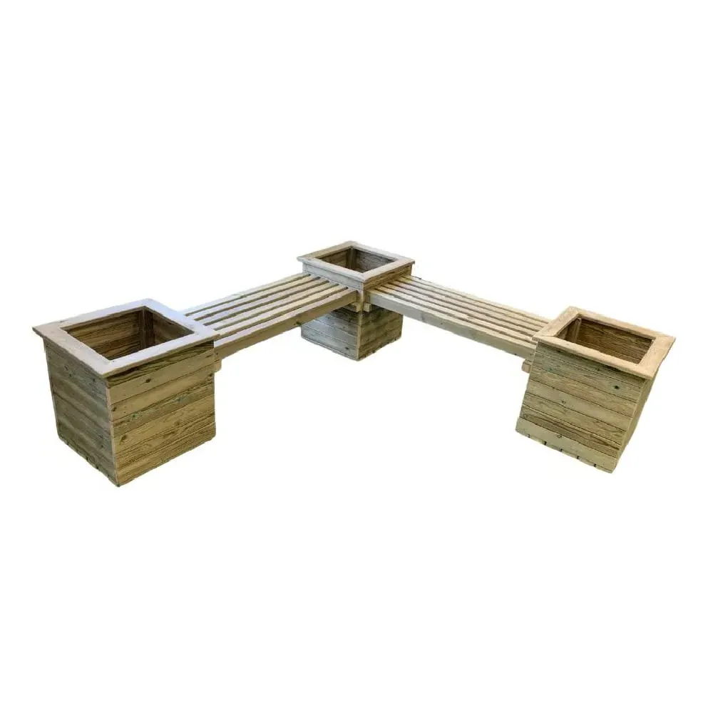 Peoria Corner Garden Planter Bench - Natural