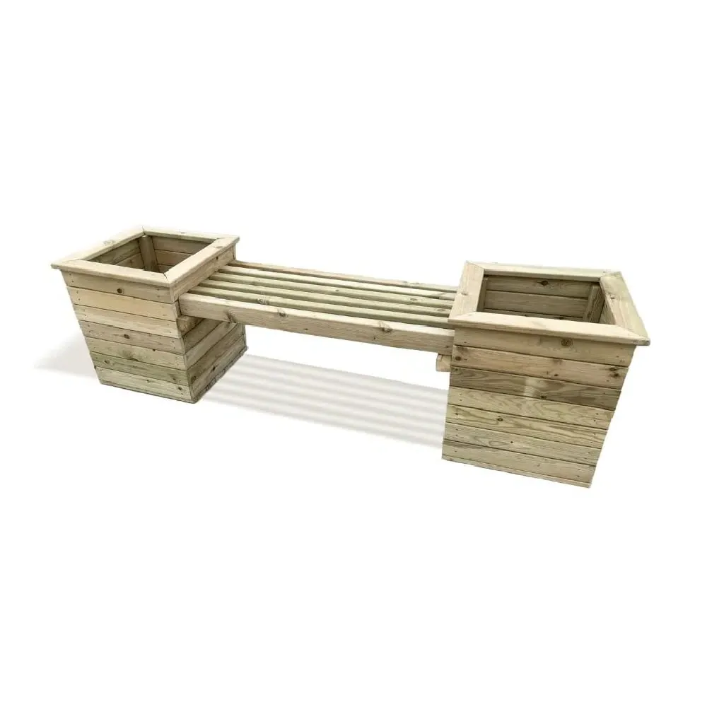 Peoria Garden Planter Bench - Natural, FSC Certified Wood product