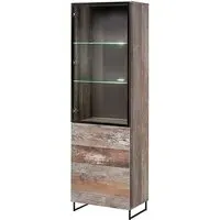 Peoria Tall Display Cabinet with LED - Canyon Oak