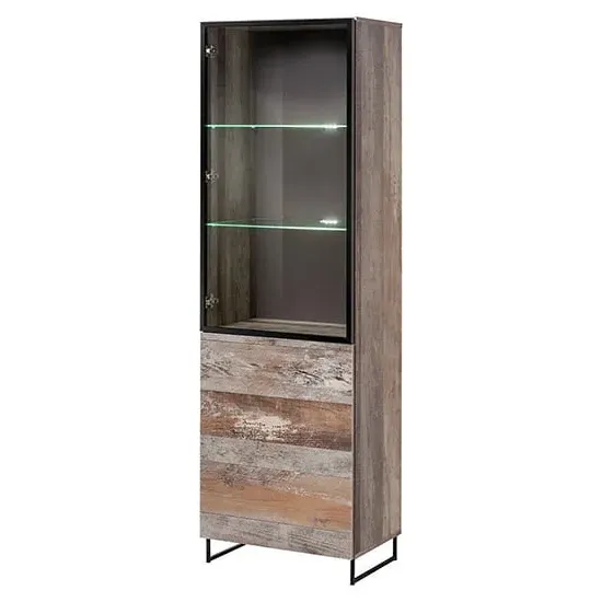 Peoria Tall Display Cabinet with LED - Canyon Oak
