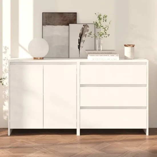 Pepa Wooden Sideboard with 2 Doors 3 Drawers - White image