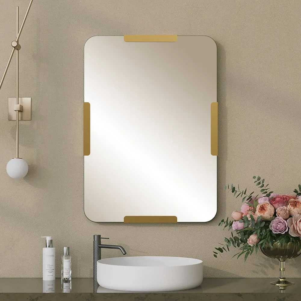 Pera Glass Decorative Wall Mirror - Gold, Metal product