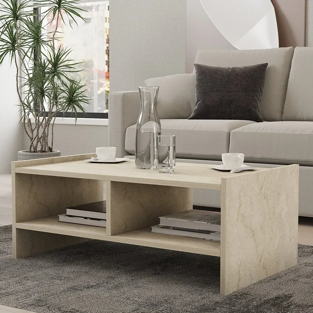 Pera Rectangular Coffee Table - Travertine Marble Effect product