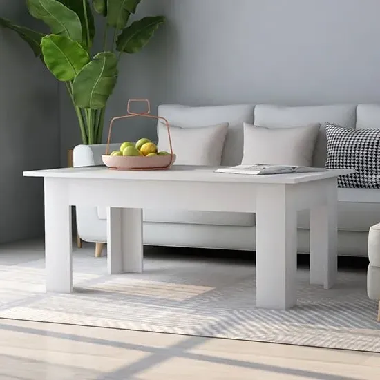 Perilla Rectangular Coffee Table - White, Chipboard