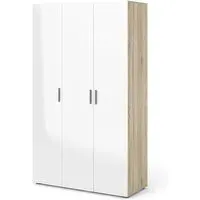 Perkin 3-Door Wardrobe - Oak, White High Gloss