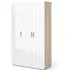 Perkin 3-Door Wardrobe - Oak, White High Gloss