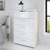 Perkin 5-Drawer Chest - White, Oak alternate view