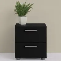 Perkin Bedside Cabinet with 2 Drawers - Black, Wood alternate view