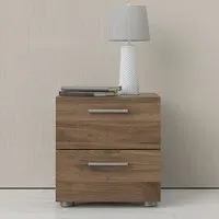 Perkin Bedside Cabinet with 2 Drawers - Walnut