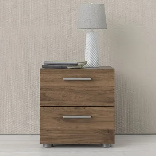 Perkin Bedside Cabinet with 2 Drawers - Walnut