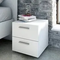 Perkin Bedside Cabinet with 2 Drawers - White, Oak