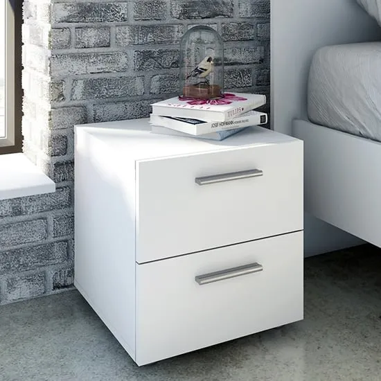 Perkin Bedside Cabinet with 2 Drawers - White, Oak