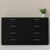 Perkin Wide 8 Drawer Chest - Black