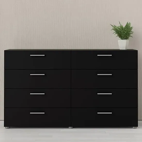 Perkin Wide 8 Drawer Chest - Black