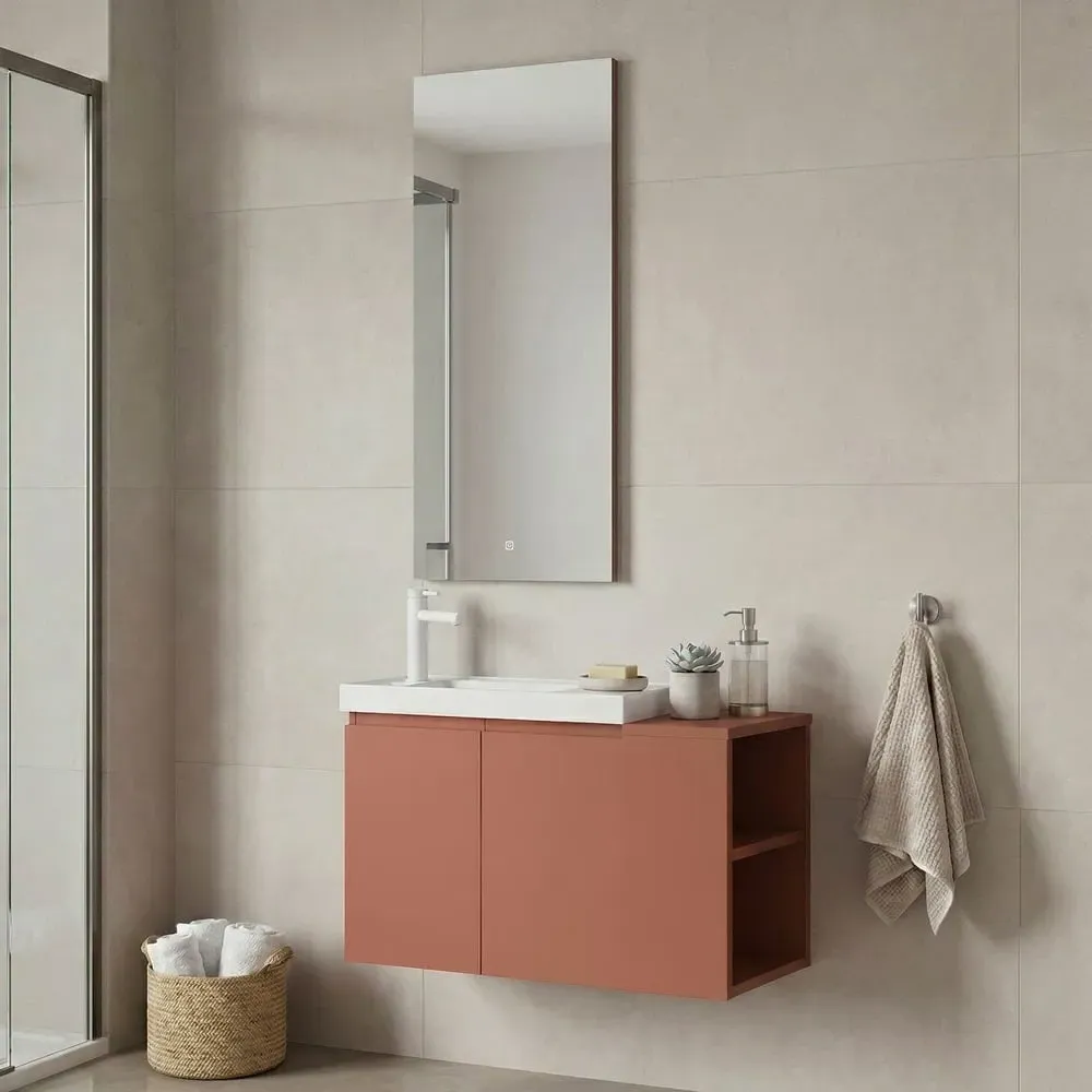 Perla Wall Mounted Bathroom Furniture Set - Matte Cinnamon, MDF product