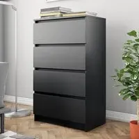 Perris 4 Drawer Chest - Black, Chipboard