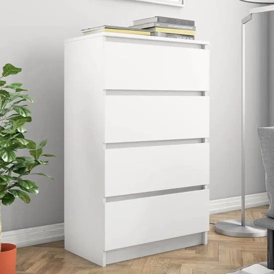 Perris 4 Drawer Chest - White, Chipboard