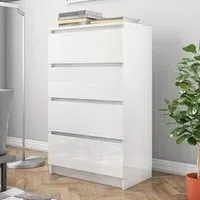 Perris 4 Drawer Chest - White, High Gloss