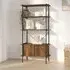 Perry 5-Tier Shelving Unit with Cabinet - Dark Brown