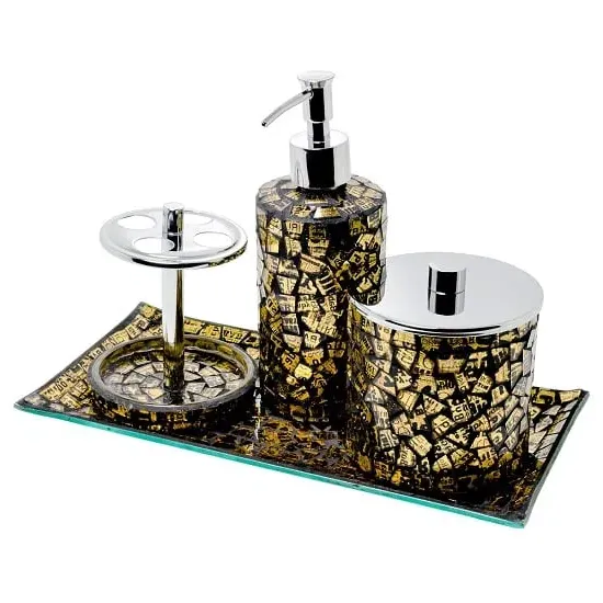Perth Mosaic Glass Bathroom Set - Gold product