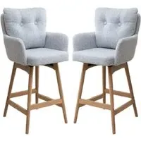 Petaluma Bar Chairs with Footrest - Silver Grey, Fabric