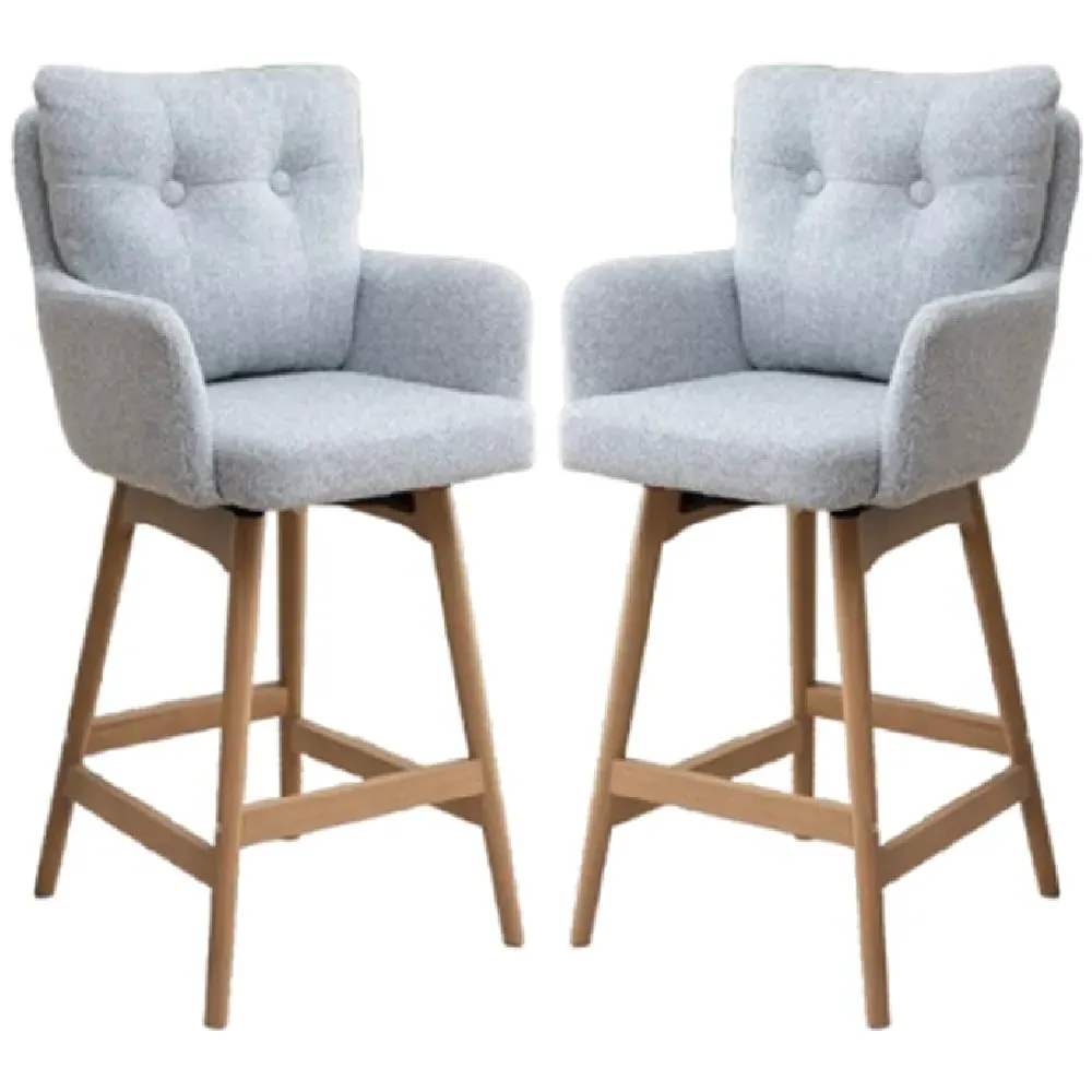 Petaluma Bar Chairs with Footrest - Silver Grey, Fabric