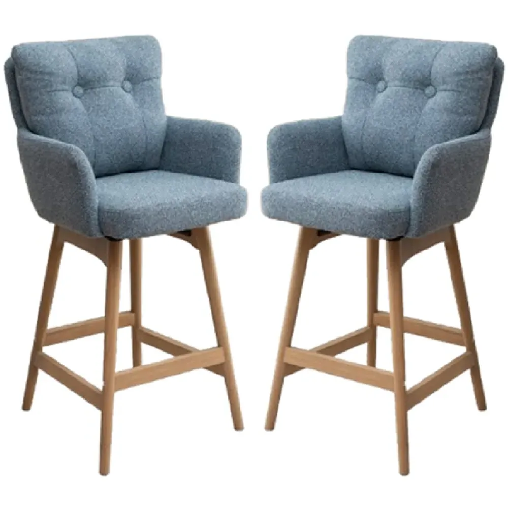 Petaluma Bar Chairs with Footrest - Storm Teal, Fabric