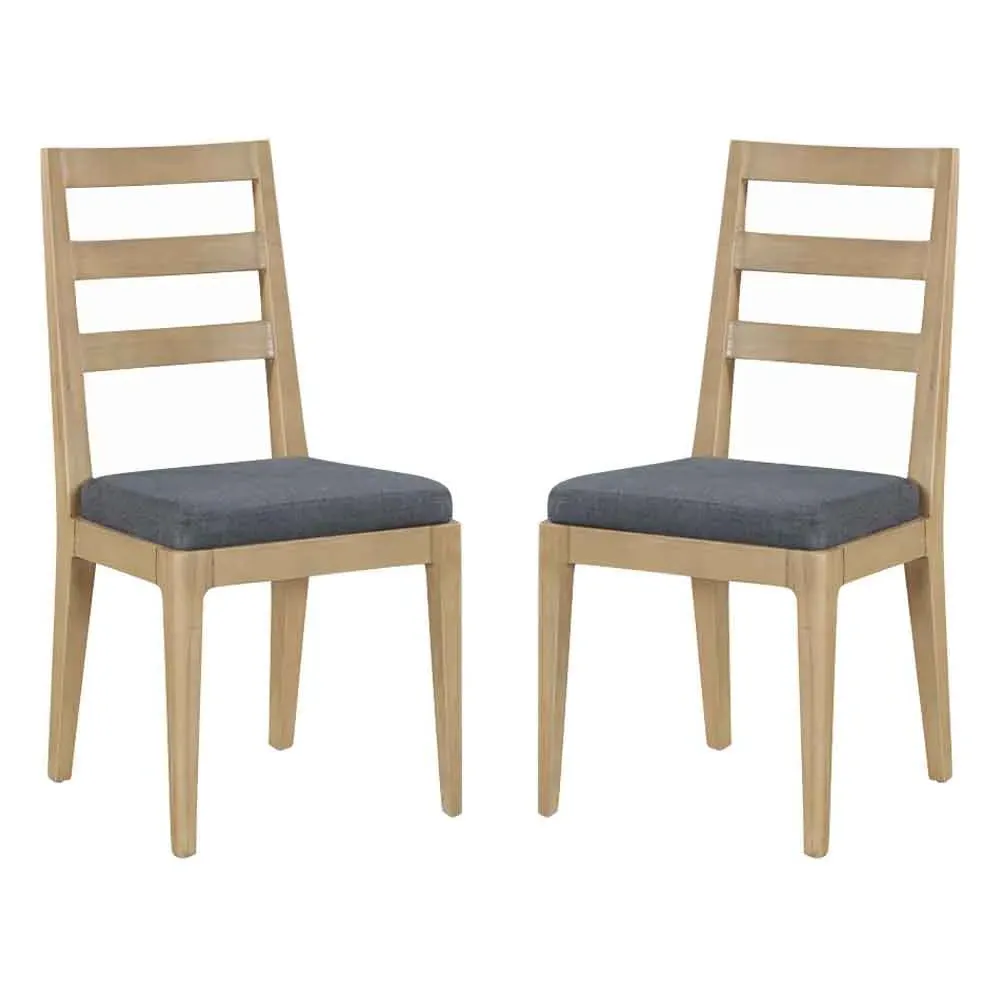 Petaluma Dining Chairs with Fabric Seat, Set of 2 - Oak, Grey product