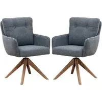 Petaluma Fabric Dining Chairs with Oak Legs - Storm Teal
