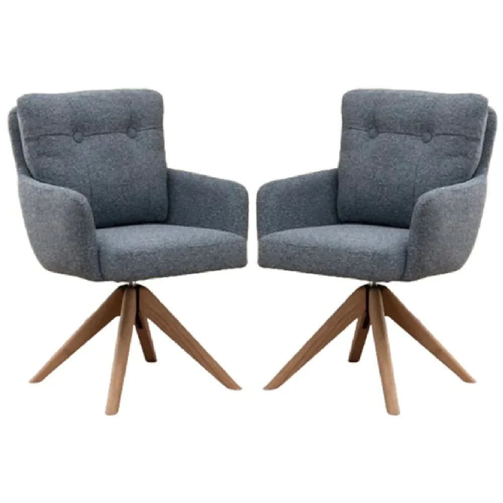 Petaluma Fabric Dining Chairs with Oak Legs - Storm Teal image