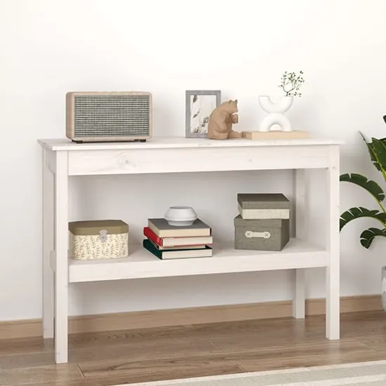 Petey Console Table with Undershelf - White, Pinewood