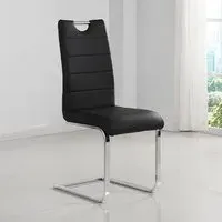Petra Dining Chair - Black, Faux Leather