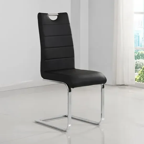 Petra Dining Chair - Black, Faux Leather