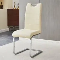 Petra Dining Chair - Cream, Faux Leather
