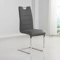 Petra Dining Chair - Grey, Faux Leather