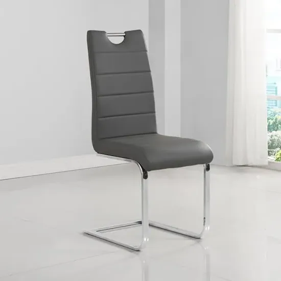 Petra Dining Chair - Grey, Faux Leather