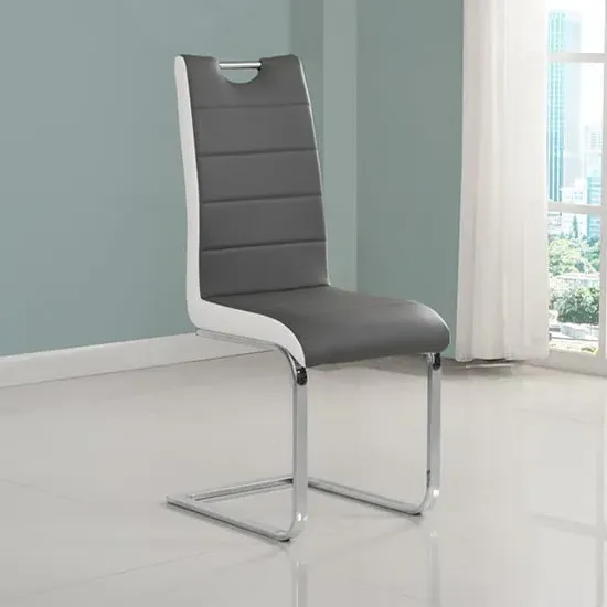 Petra Dining Chair - Grey, Faux Leather