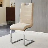 Petra Dining Chair - Taupe, Faux Leather
