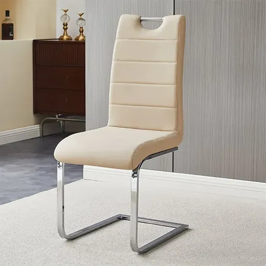 Petra Dining Chair - Taupe, Faux Leather